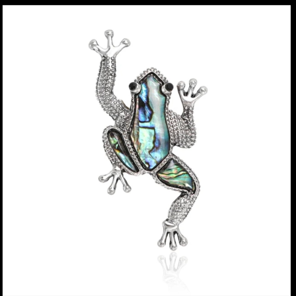 Mother of Pearl Frog Brooche